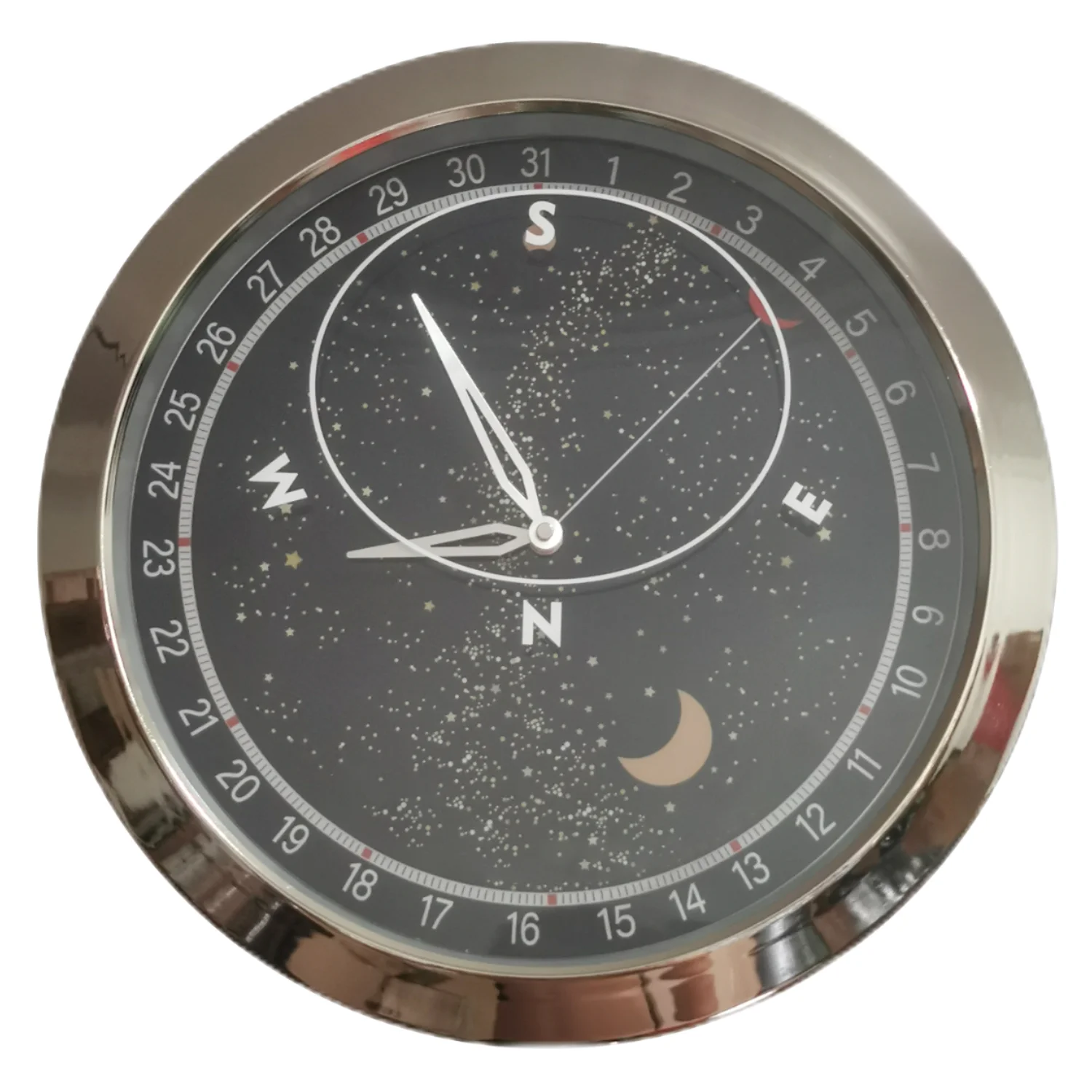 16-inch Luxury Watch wall clock luminous stainless steel watch case date display with magnifying glass large wall clock