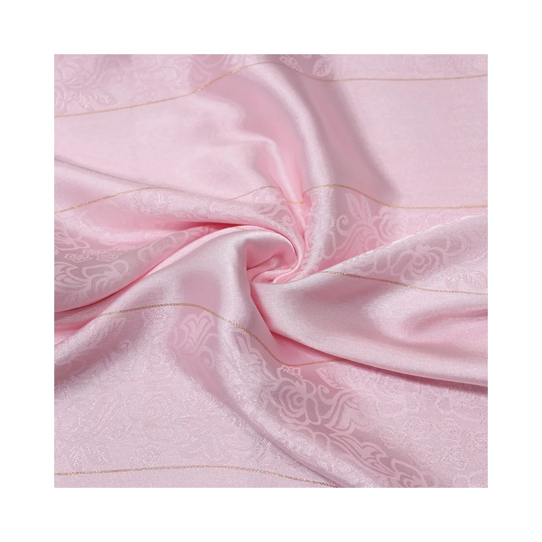 Luxury And Elegant Design 100%Polyester Rose Patterns Glossy And Skin-Friendly Satin Jacquard Fabric For Evening Dress