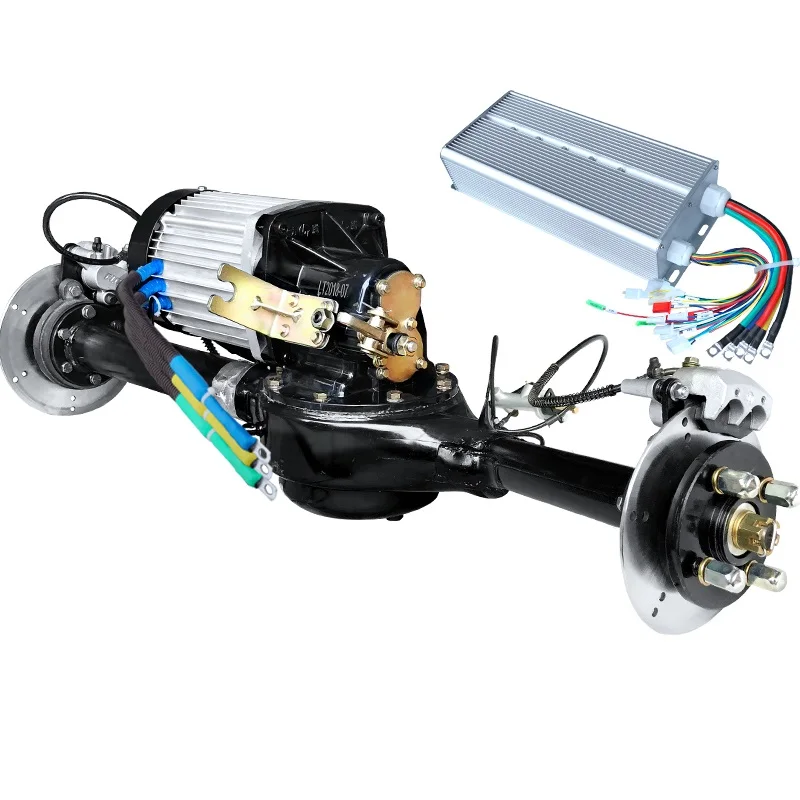 High power 2000W 60V 72V slow speed electric geared bridge differential kit for tricycle and four wheel electric car