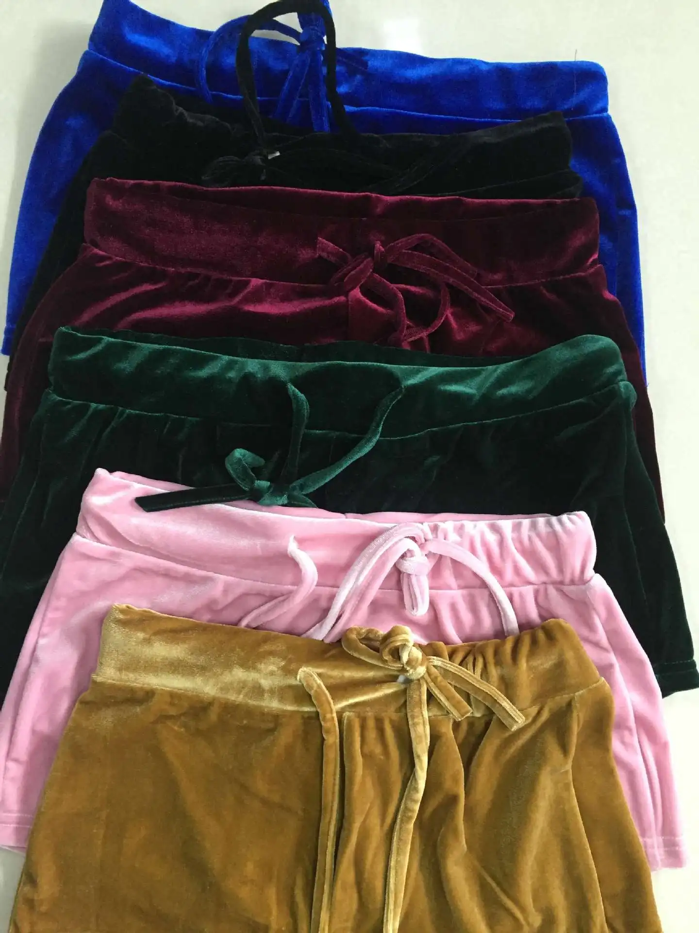 Women velvet drawstring shorts plus size casual high waist sexy skinny booty shorts feminino Pants Trousers