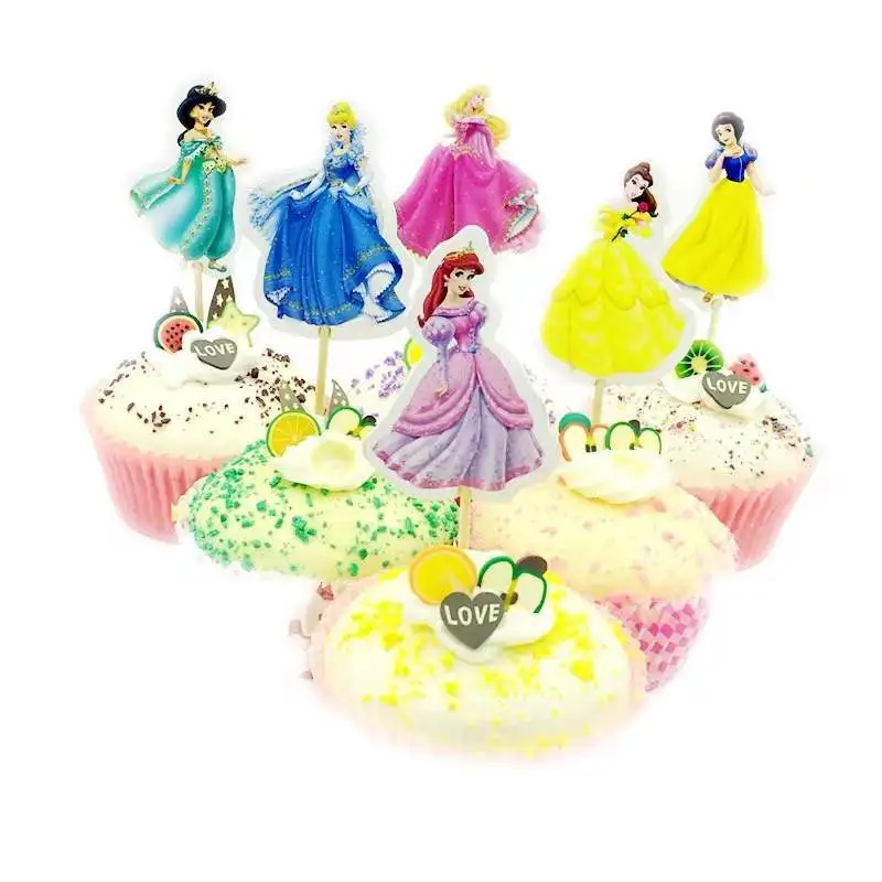Princess girl birthday party cupcake decoration topper with beautiful character for girls happy birthday cupcake decorating kit