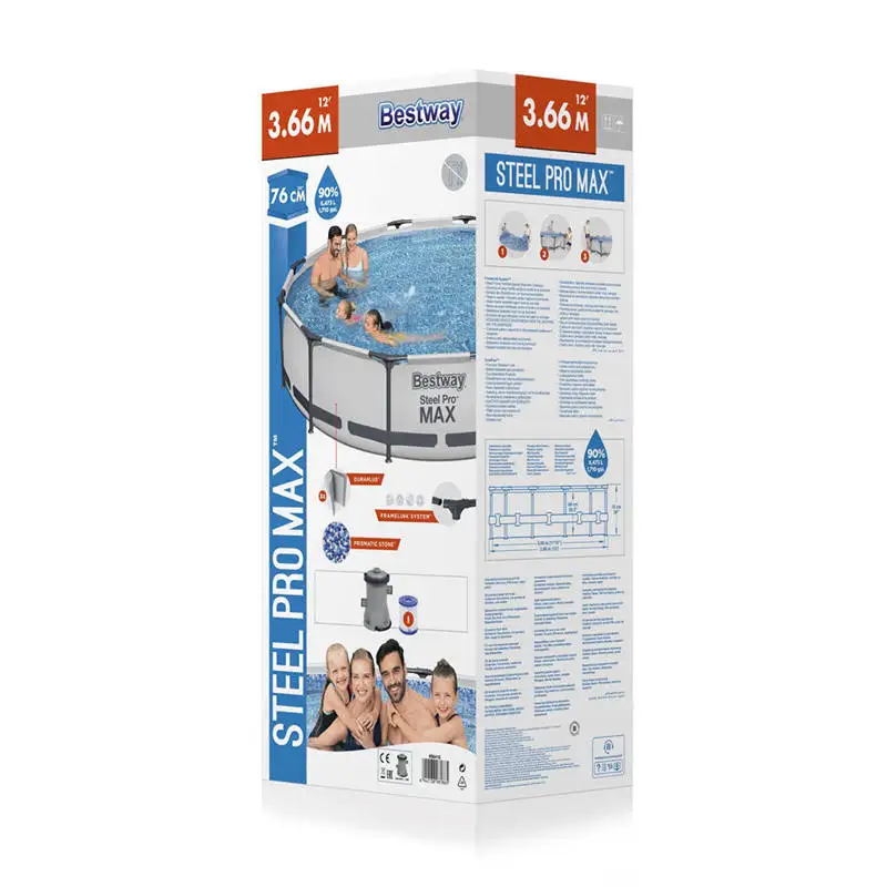 Portable 56416 3.66m X 0.76m Metal Round Frame Pool Adult Above Ground Swimming Pool With Filter Pump