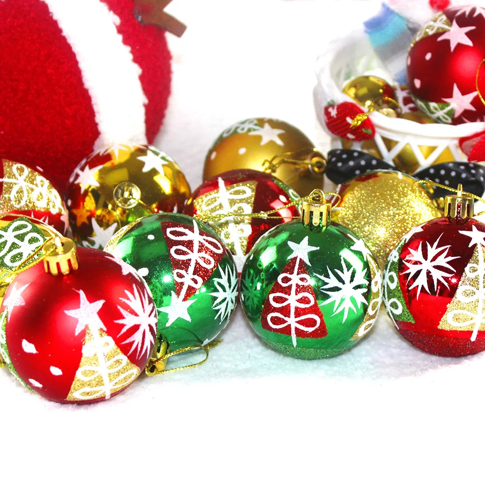 Wholesale price 6cm plastic ball ornament painted transparent christmas ball decoration