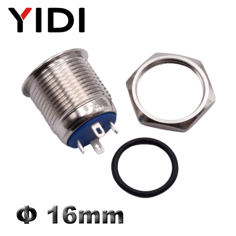 Waterproof Stainless Steel 12 V Momentary On Off Metal Push Button Switch 24V Panel Mount 16mm LED Light Red Blue Green Switch