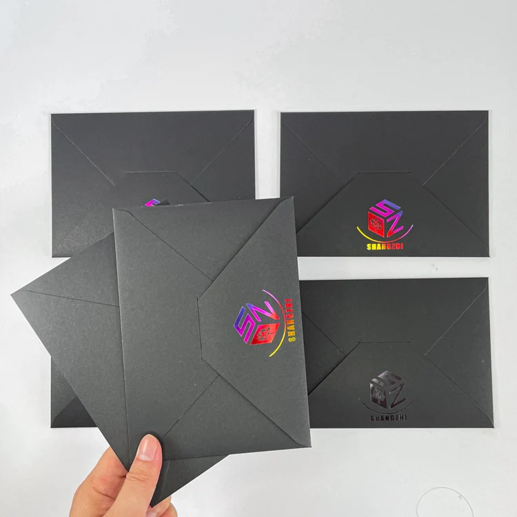 Custom Golden Stamping Uv Spot Paper Gift Credit Card Holder Packaging Envelope Money Envelope