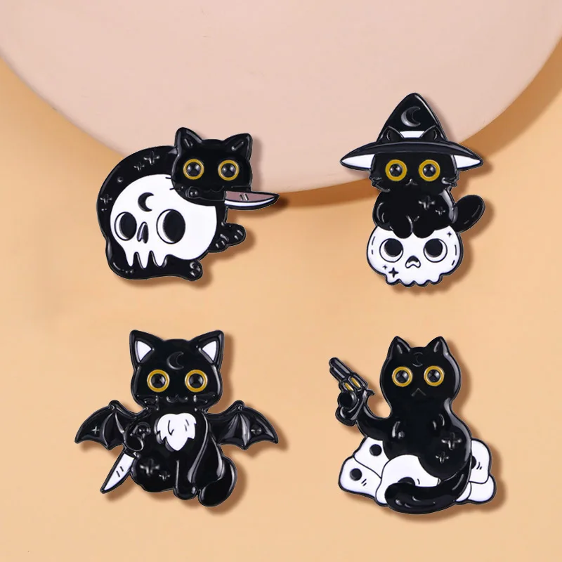 Cool Design Halloween Cat Popular Custom Soft Enamel Metal Crafts Lapel Pins