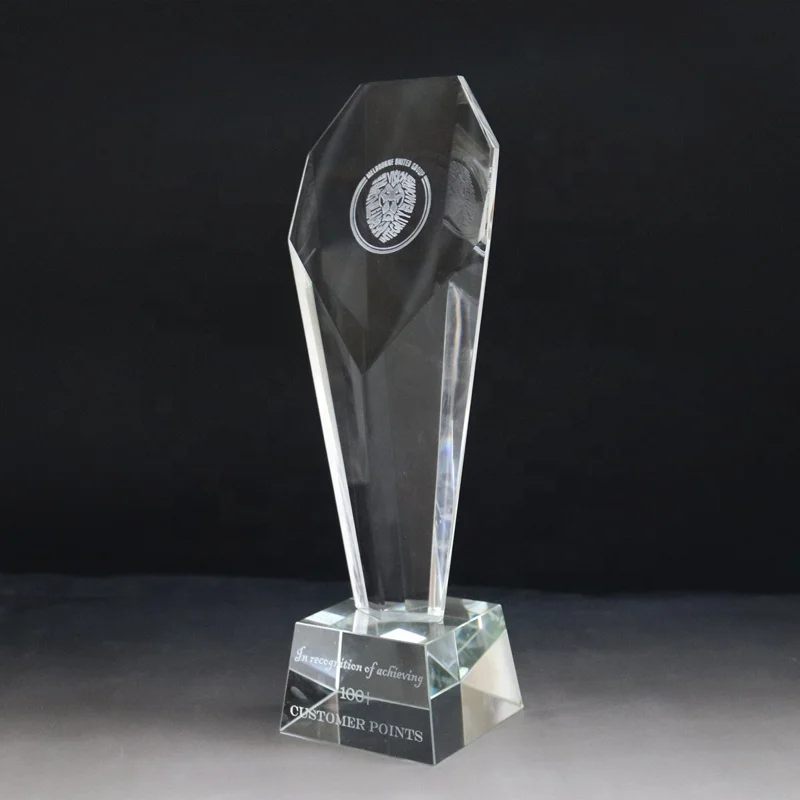 Custom Engraved K9 Crystal Column Trophy Award With Crystal Base For Corporate Souvenirs Gifts