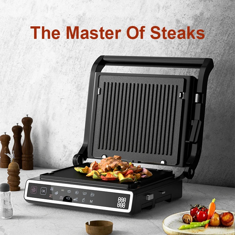 large size steak griddle grill detachable digital contact grill sandwich press panini indoor smokeless electric bbq grill