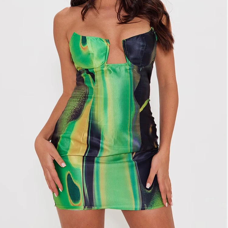 2023 party dresses women sexy Mini leather bodycon dress Cut Out leather pu printed club dresses