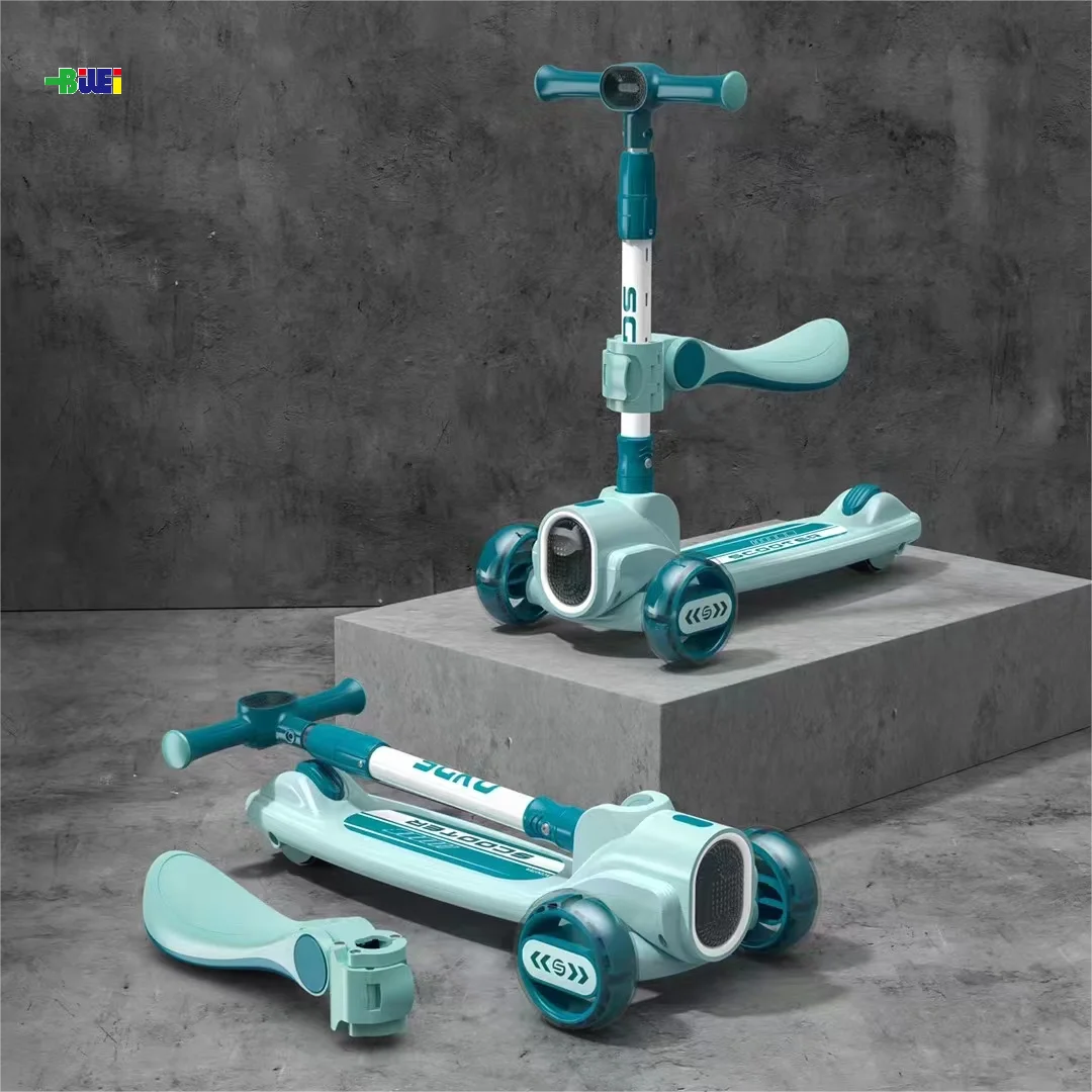 Wholesale Multifunctional 3 In 1 Foldable Children Kick Scooter with seat 3 Wheels foot Kick Scooters for kids With  music