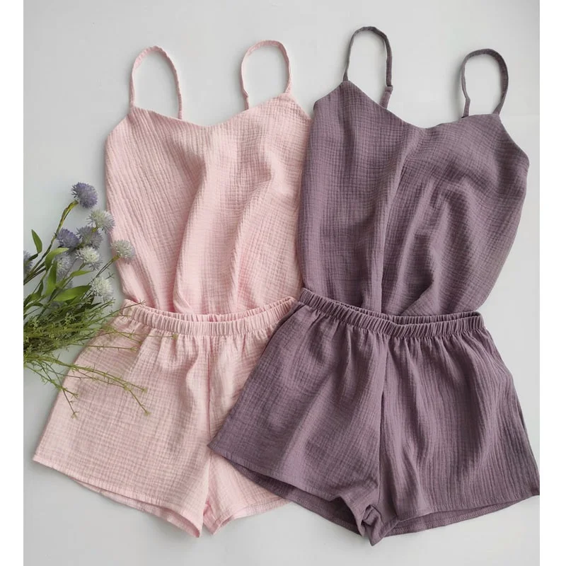 Soft 100% Cotton Women Pajamas 3pecs  Set With Robe Hot Selling Bridesmaid Pajamas Comfy Natural Homewear Leisure Wear