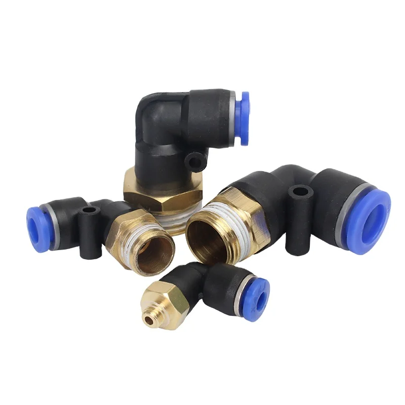 PL Series Pneumatic Male Elbow Thread pneumatic fittings air quick connect pipe fitting plastic pneumatic one touch tube fitting