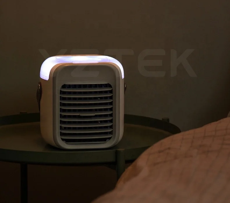 Amazo Top Seller 2020 Small Summer Rechargeable Battery Portable Table Usb Led Light Air Cooler Water Mist Spray Mini Fan