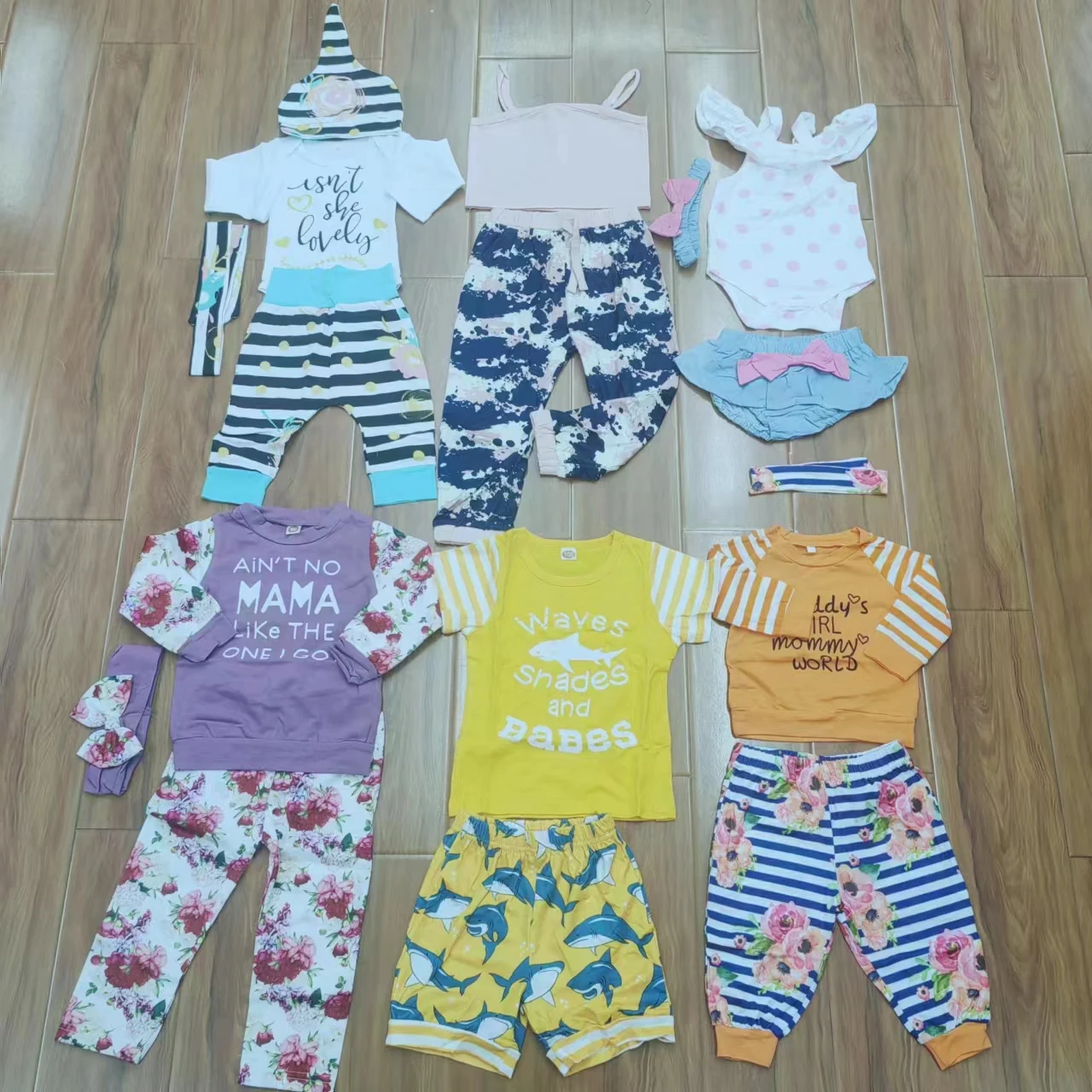 Newborn Baby tenor clothing sets baby Summer Short Sleeve Tops Boys Girls Outfits 2 Pieces overstock assorted leftover surplus