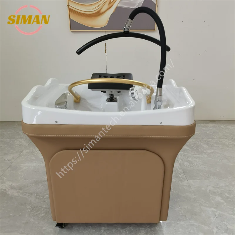 Siman Portable Shampoo Bowl Factory Wholesale Adjustable Shampoo Basin Pipes Connected Sink With Steamer and Steaming Hood