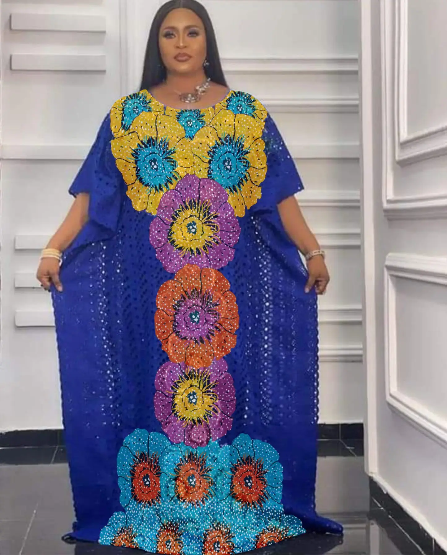 2022 New Design African Fashion Lace Abaya For Women Guipure Lace Water Soluble Fabric Long Dress And Inner 2 Piece Dashiki