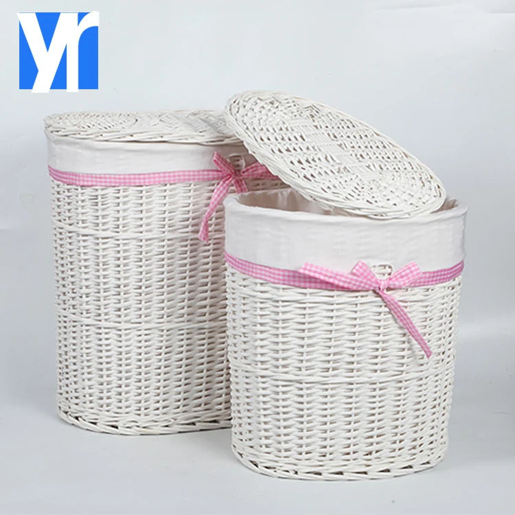 Wholesale handmade wicker rattan laundry basket for kids in stock oval  customize ECO-friendly