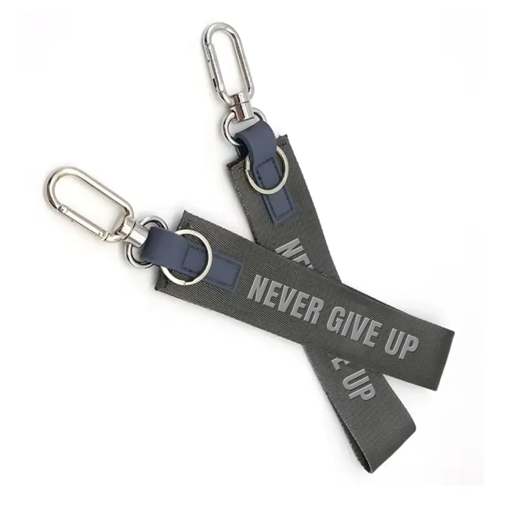 YYX Custom nylon wristlet lanyard 3D rubber logo LULU key holder never lost keychain