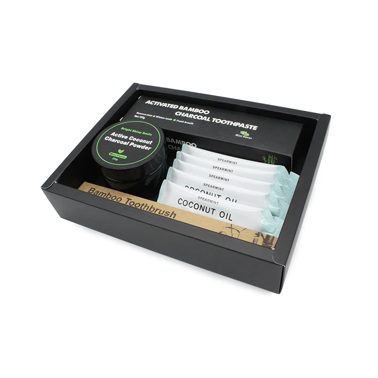 Набор для отбеливания зубов, Бытовая зубная щетка с активированным углеродом и черной пастой