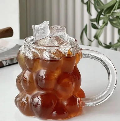 Creative retro transparent grape shaped glassware, borosilicate mug glass with handle