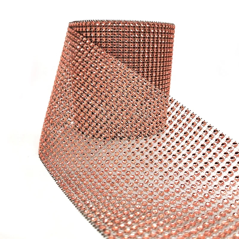 
hot-sale products Rose Gold 10 yards plasticrhinestone mesh ribbon banding craft trims diamond mesh wrap for gift box 