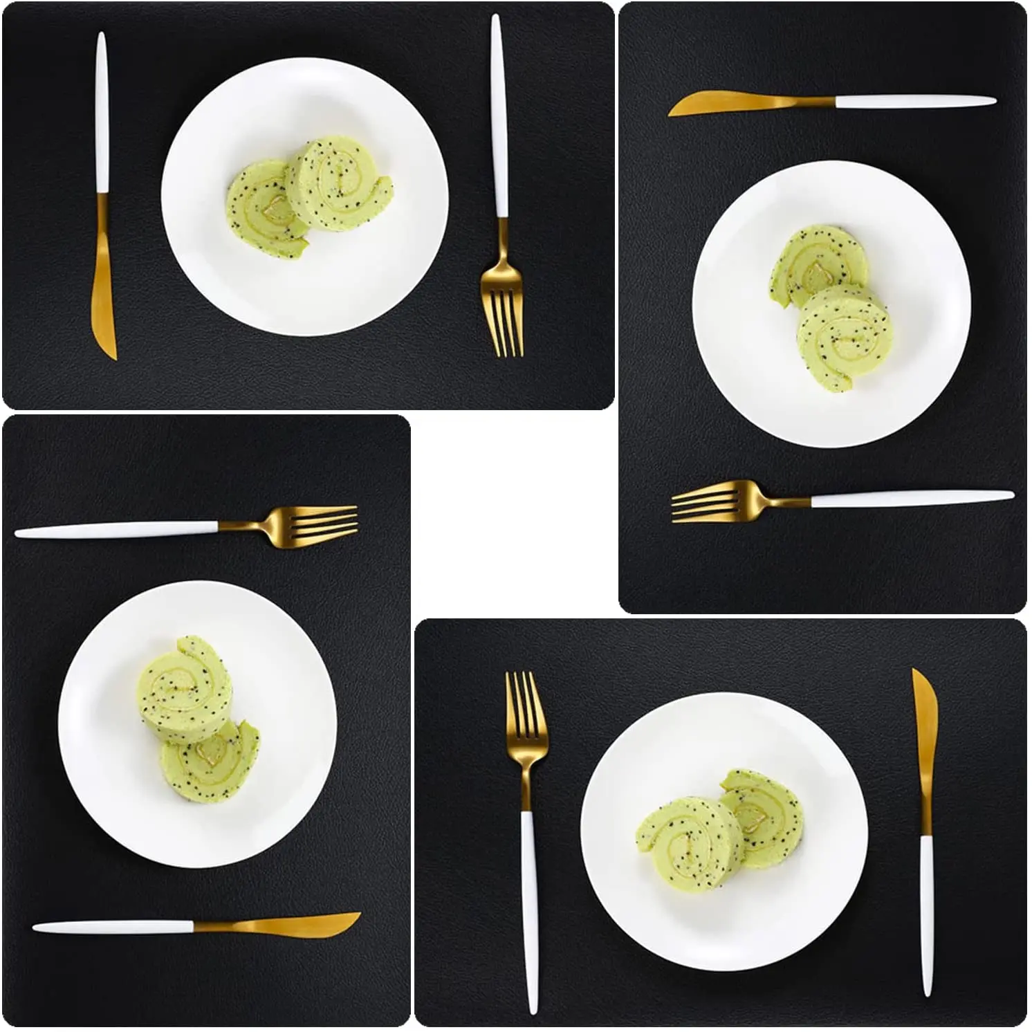 Pure PVC Heat-Resistant Waterproof Placemats Washable Easy to Clean Table Mats for Dining Room and Decor (Black)