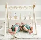 2024Hot sale Wooden Baby Play Gym with 6 Toys Foldable Play Gym Frame Activity Gym
