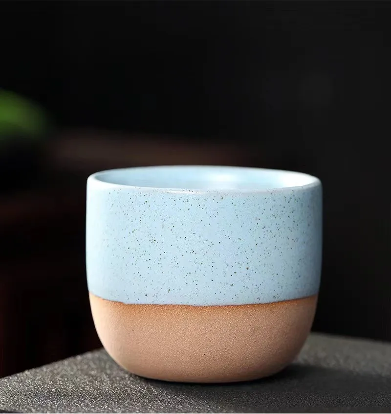 wholesale discount price cheap matte color glaze kiln change ceramic tea cup coarse pottery coffee tea cup for restaurant hotel