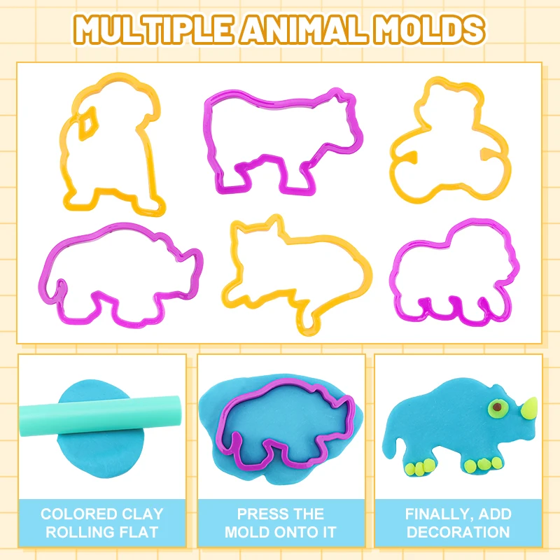 Leemook DIY Colored Clay Playdough Modeling Clay Set Pretend Play Desert Plasticine Toys for Kids Playdough Slime