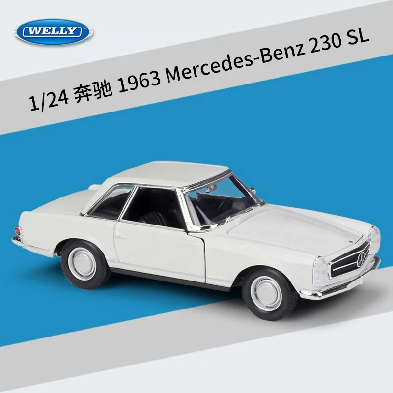 1963 Diecast Model Cars WELLY Benz1:24 230SL Car Simulated Alloy Car Model Collection Display Gifts Toy Wholesale
