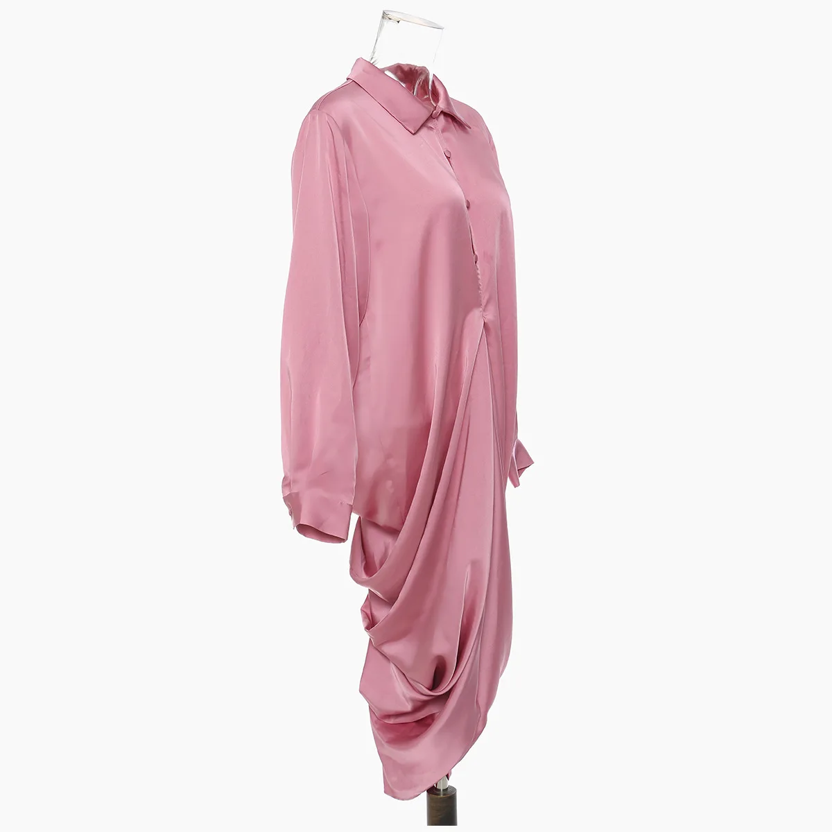 Bettergirl Formal style Minimalist and fashionable glossy pleated shirt cake skirt