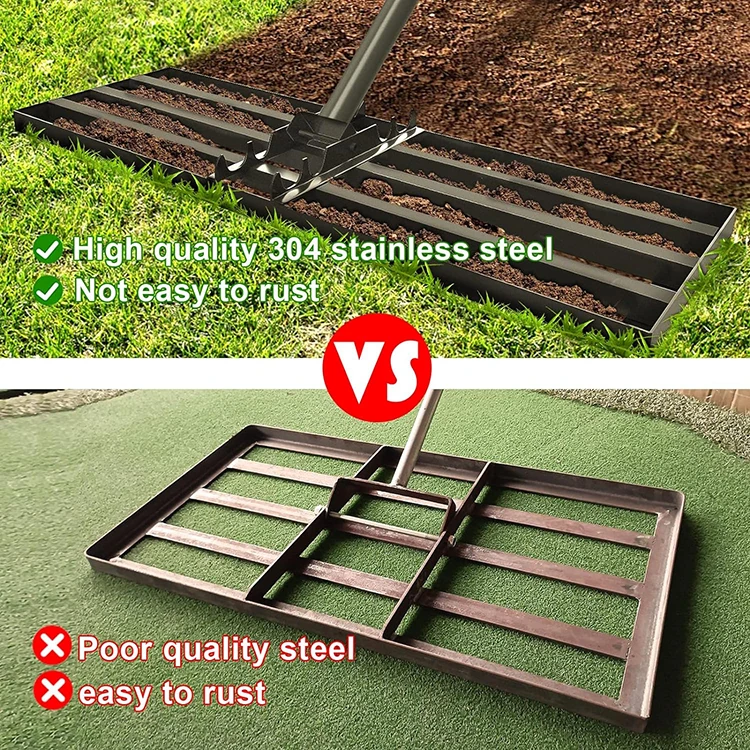 JH-Mech Widely Used Easy Installation Rust-resistant Attractive Design Ground Plate Black Stainless Steel Lawn Leveling Rake