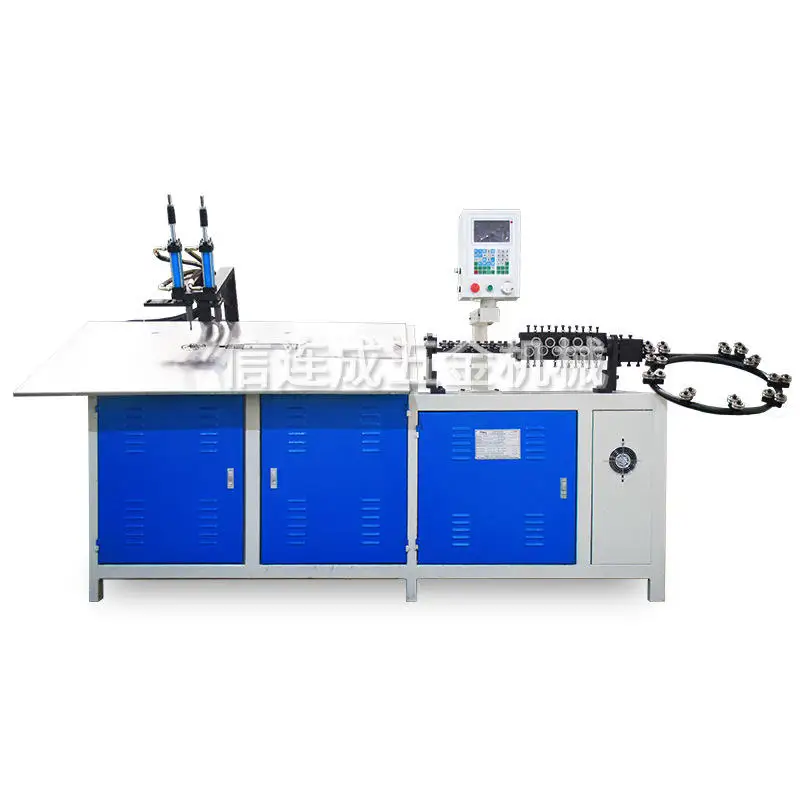 CAD Input CNC Auto Square Basket Mesh Hanger Forming Bender Steel Wire Rod Flattening Punching Chamfer 2D Bending Machine