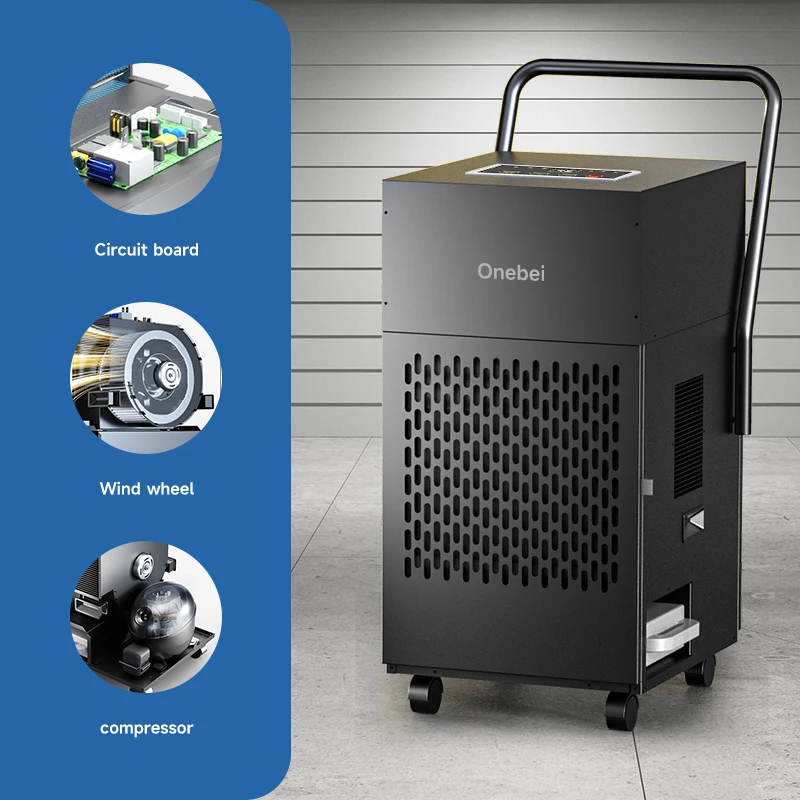 High-Power 50L Smart Automatic Defrost Commercial Adjustable Humidistat  Air Filter Warehouses Dehumidifier For Industrial
