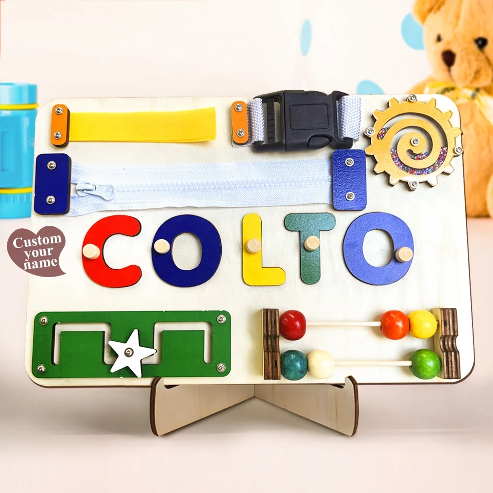 Personalized Baby Gift 3D Name Puzzle Busy Activity Board Custom Wooden Name Puzzle Toy