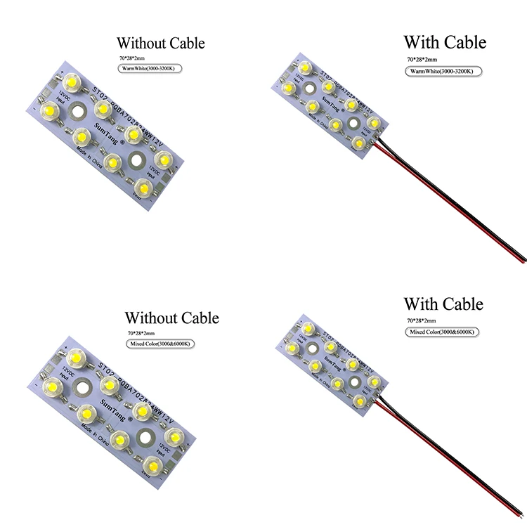 Bridgelux 45mil 12v pcba cob high power led modules 130-160lm/w warm natural cool white 8w 24w 12w 36w for cars vehicle light