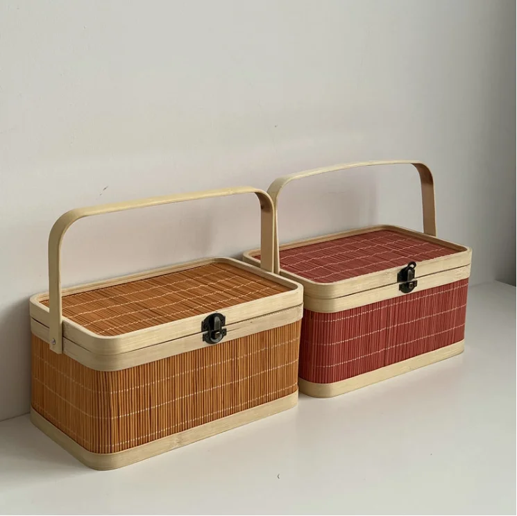 Eco Friendly High Quality Wholesale Manufacture Small Order Bulk Customized Thanks Giving New Year Xmas Bamboo Gift Basket