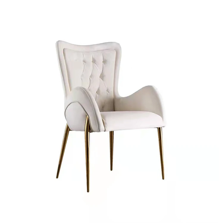 Modern luxury hotel furniture velvet dinning accent chairs with gold
