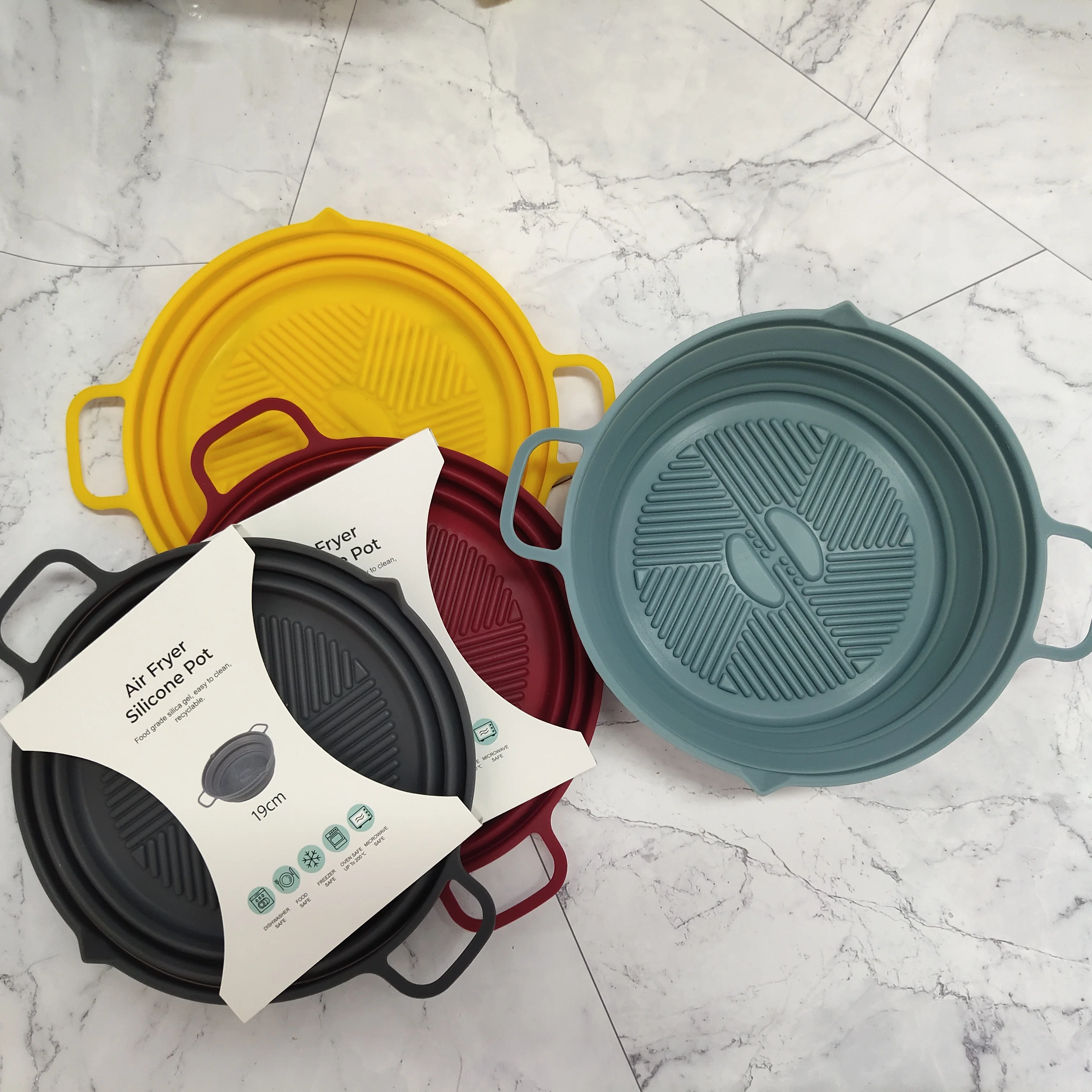Air Fryer Silicone Liner Tray Pot Foldable Non-stick Silicon Oven Pan Baking Mold Air Fryer Basket Air Fryer Pot