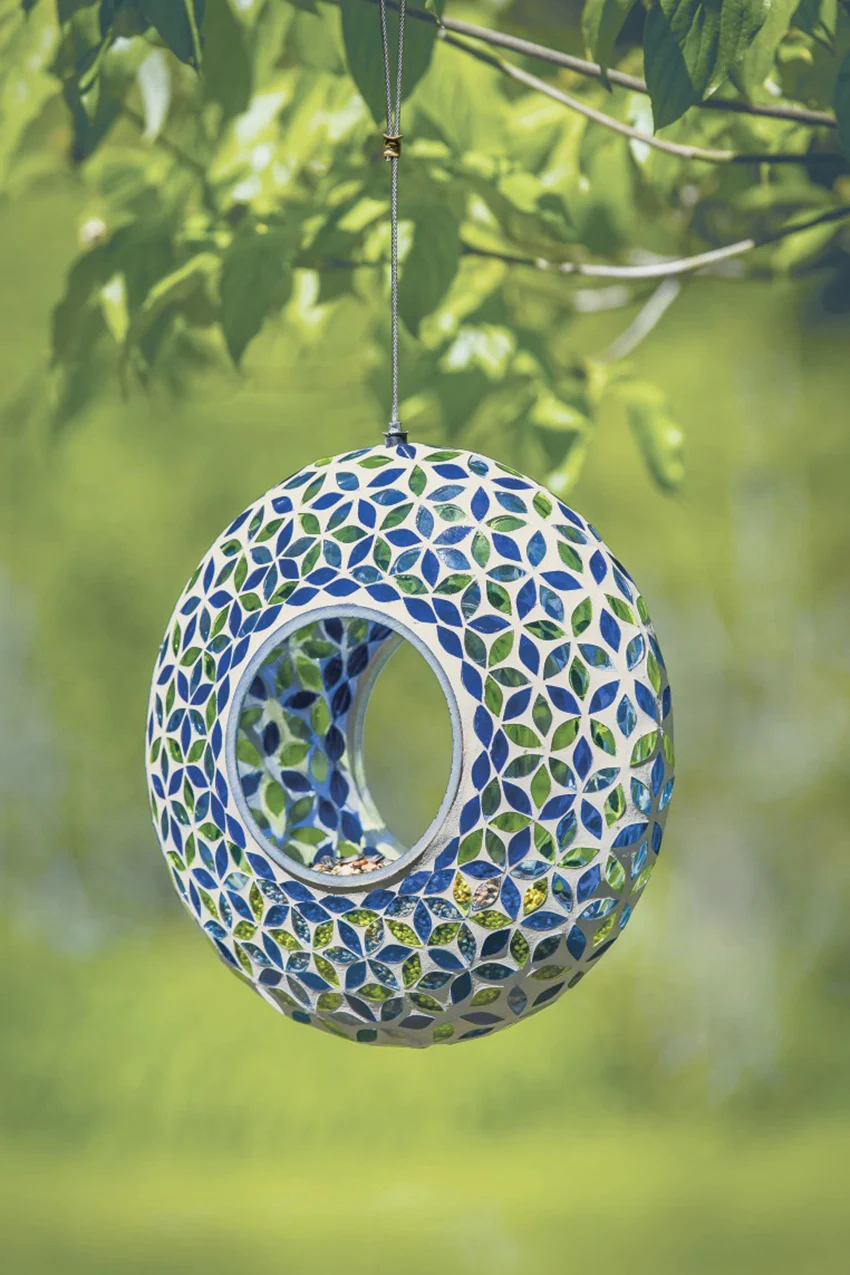 Mosaic Acrylic Bird Water Feeder Waterproof Mosaic Bird Feeder Hot Sell Glass Customized Bowls Garden Decoration Multicolor