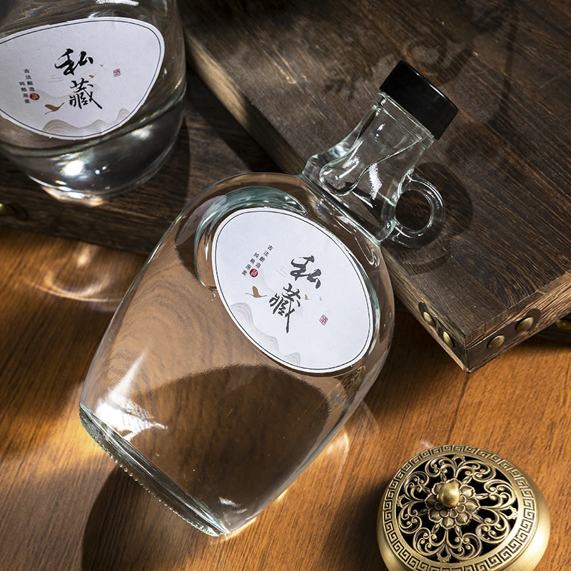 Half Gallon / 1 Gallon Clear Glass Wine Bottles California Fermenting Jug Glass Bottles For Beer Growler Soda With Black Lid