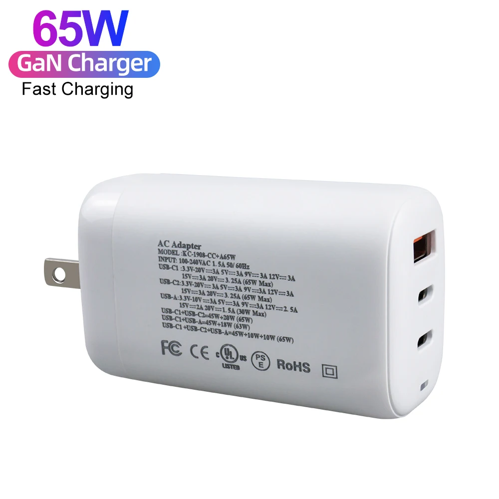 65W Gan Charger USB C Super Charger EU US UK AU Plug Multi Type C PD 65W Quick Charger power adapter for iphone for macbook pro