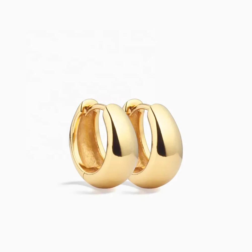 YINJU Fashion Jewelry Lucky Cool Metal Plain Silver 925 Gold Huggie Hoop Earrings Set