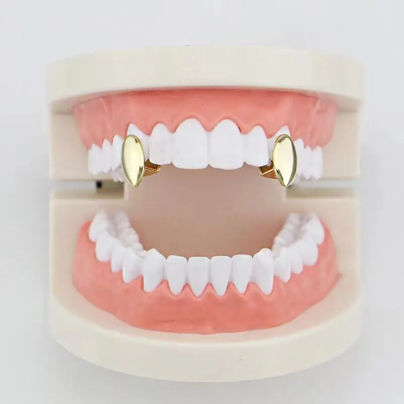  High Quality Newest Vampire Fang Hip-hop Jewelry Canine Gold Teeth Grills for Sale Cheap