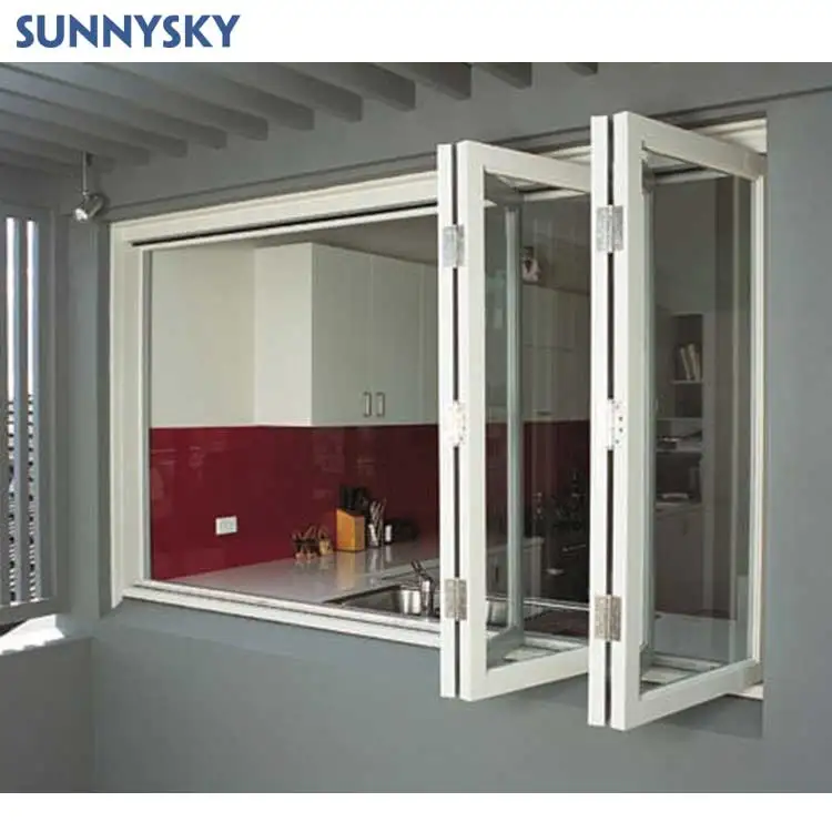 Sunnysky Hurricane Accordion Double Glazed Aluminum Foldable folding Bi Fold Bifold Windows Windows