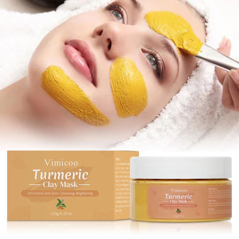 OEM Custom Natural Herbal Skin Care Private Label Dead Cleansing Brightening Tumeric Kaolin Mud Turmeric Clay Face Mask
