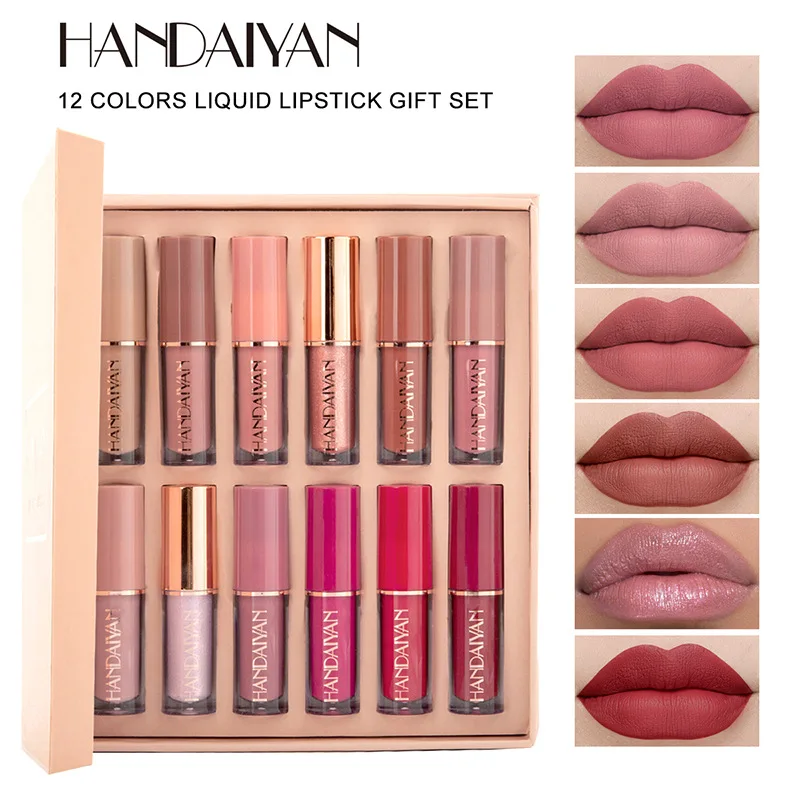 Handaiyan Customized Light Gloss Matte Lipstick Set Private Label Waterproof Long Lasting