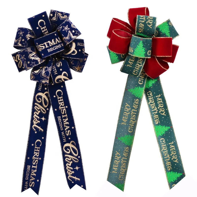 Yama 63MM Width Custom Wholesale Christmas Wired Edge Ribbon Bows for Wreaths