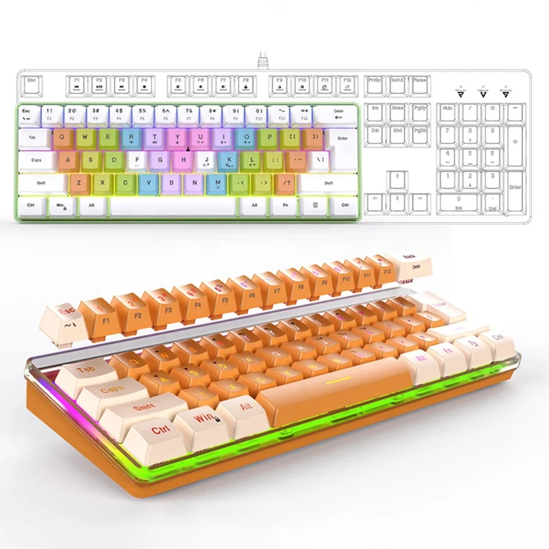 RGB Backlight Wired Hot-Swappable Keypads Gaming Mechanical Keyboards