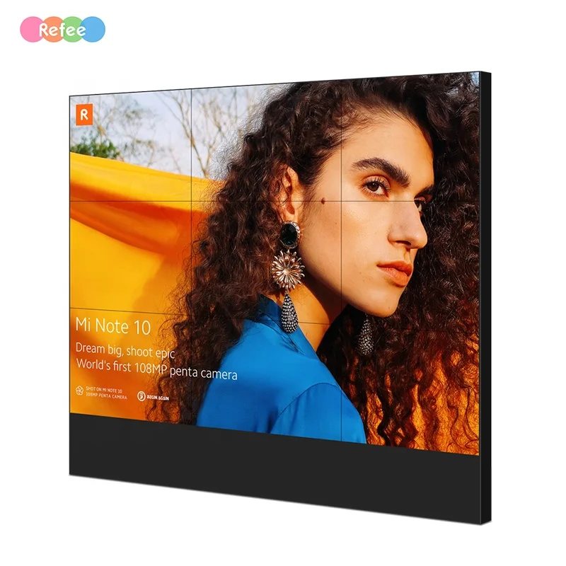 Refee 2x2 2x3 3x3 4x4 Seamless LCD Video Wall Ultra Narrow Bezel 46 55 65 Inch Advertising